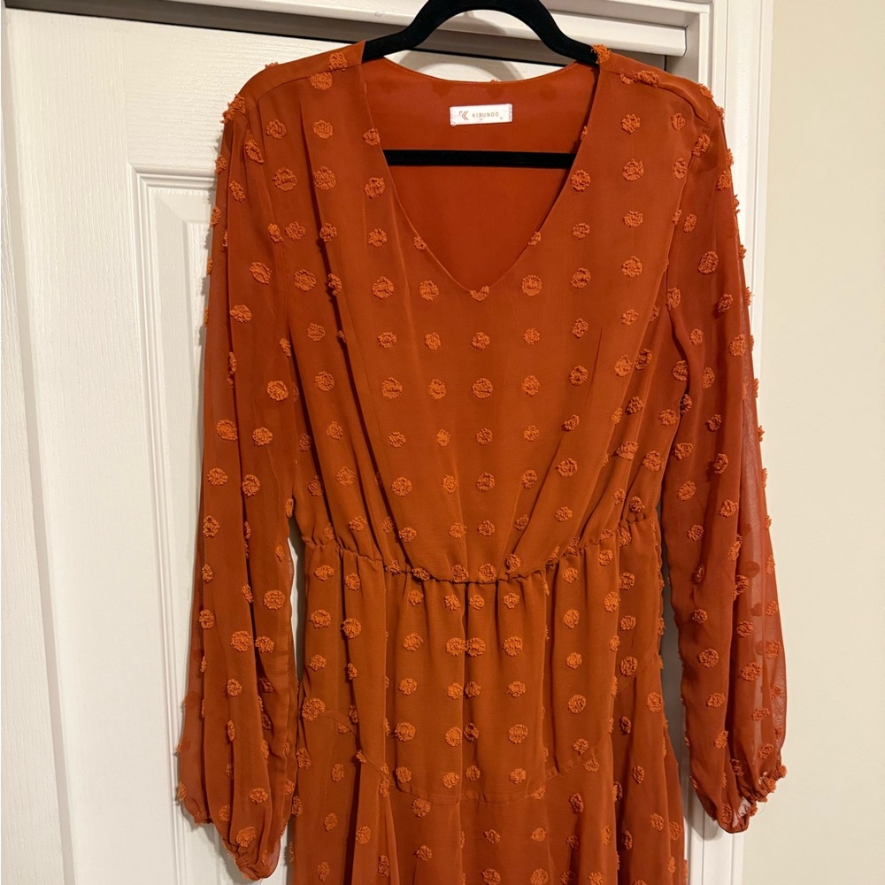 Chic Long Sleeve Orange Dress